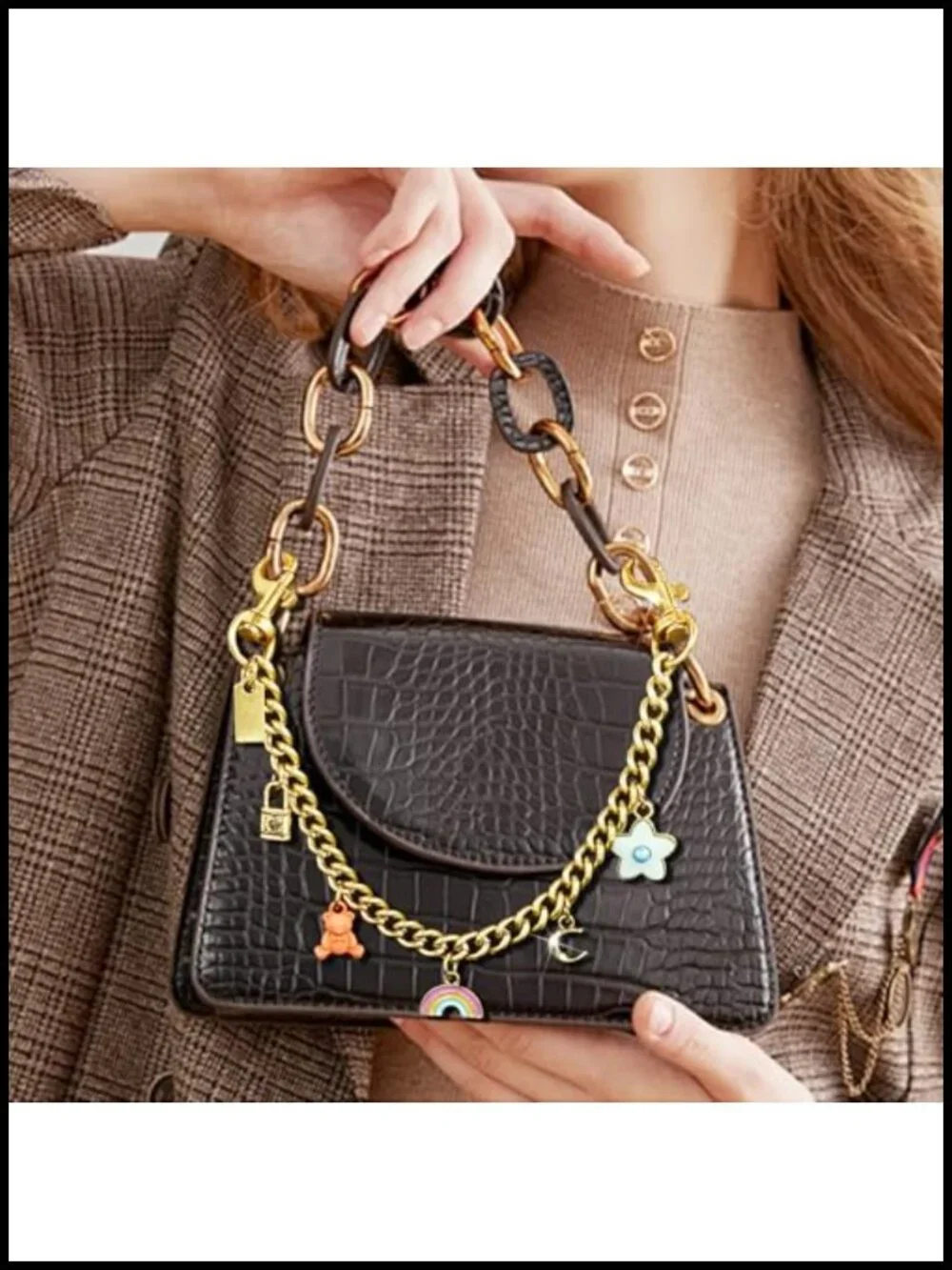 Metal Bag Charm for Women, Stylish Purse Charm Handbag Keychain Accessory